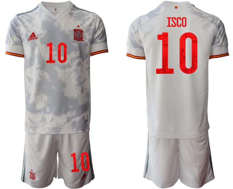 Men 2021 European Cup Spain away white #10 Soccer Jersey1->spain jersey->Soccer Country Jersey